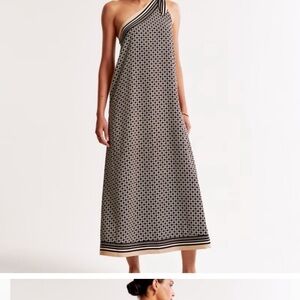 Black and cream one-shoulder dress